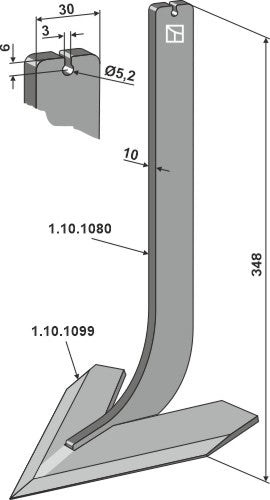 Stiel mit Schar 140mm
