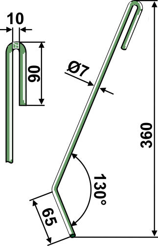 Striegelzinken Ø7mm - rechts