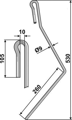 Striegelzinken Ø9mm - Außen rechts