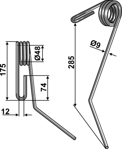 Striegelzinken Ø9mm - hinten