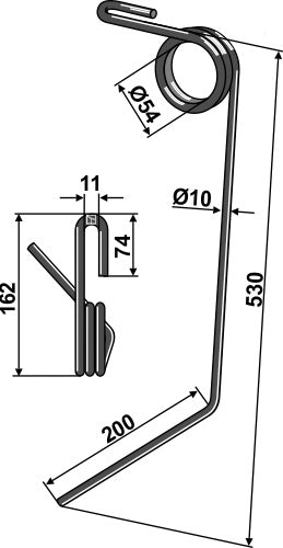 Striegelzinken Ø10mm, rechts