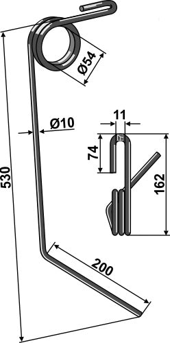 Striegelzinken Ø10mm, links
