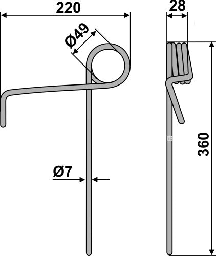 Striegelzinken Ø7mm - vorne