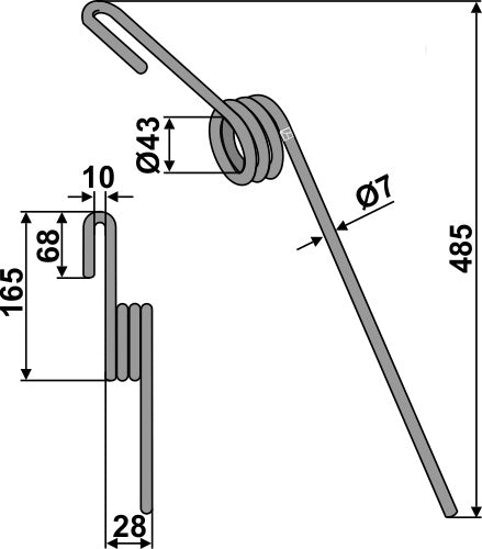 Striegelzinken Ø7mm - hinten