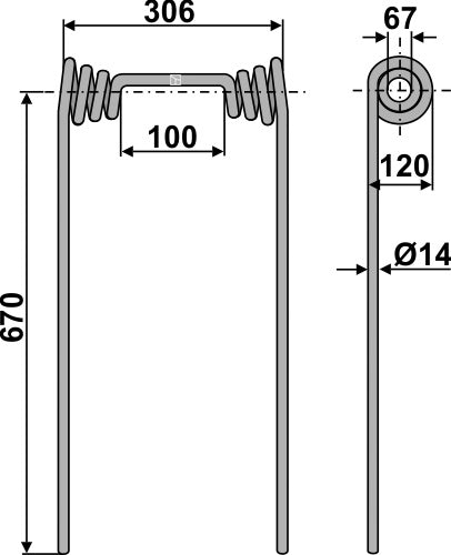 Strohstriegelzinken D14mm