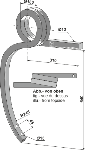 Gedrehter Schwergrubberstiel, rechts