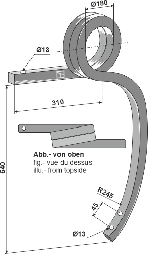 Gedrehter Schwergrubberstiel, links