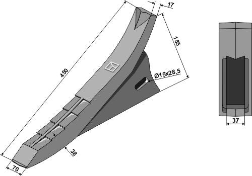 Tiefenmeißel für Maschio für Stielbreite 35mm