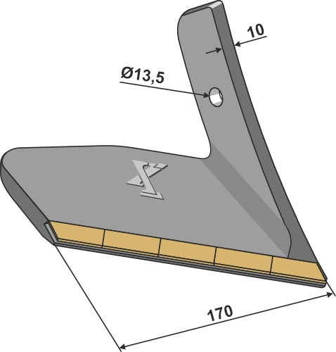 Flügelschar - rechts - Hartmetall - flache Scharstellung