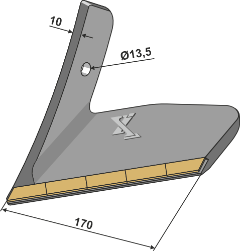 Flügelschar - links - Hartmetall - flache Scharstellung