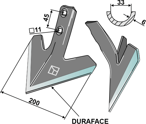 Gänsefußschar 200mm - DURAFACE Beschichtung