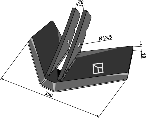 Flügelschar 350 mm flach für Stielbreite 25mm - Köckerling Top Mix