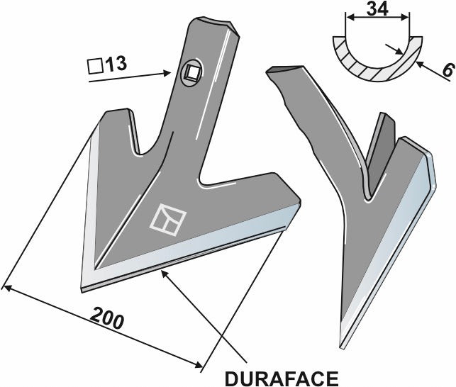 Gänsefußschar 200mm - DURAFACE