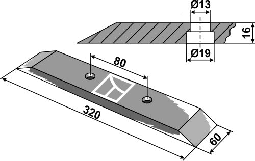 Scharspitze für Röll - 60x18mm