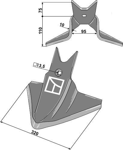 Gänsefußschar - 310 mm