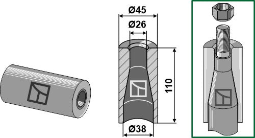 Einschweissbuchse 110mm
