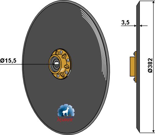 Säscheibe komplett für John Deere AA20242 (382mm) - Premium-Qualität von Forges de Niaux
