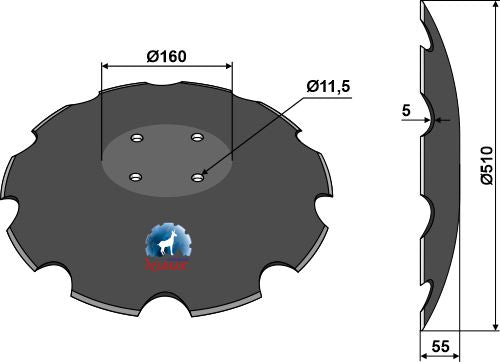 Ersatzscheibe gezackt Ø 510x5mm für Amazone Catros Kurzscheibenegge