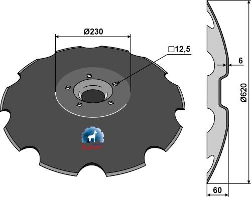 Gezahnte Scheibe Ø620 mm - Lemken Rubin