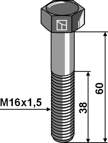 Sechskantschraube - M16x1,5X60 - 12.9