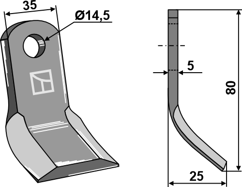 Y-Messer 80x35mm