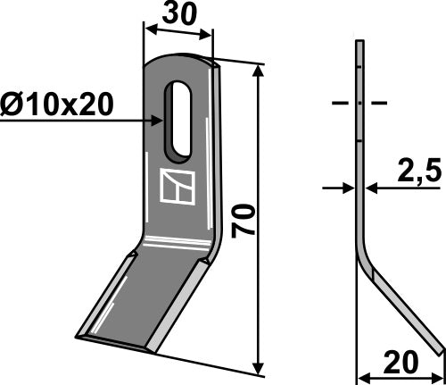 Y-Messer 70x30mm