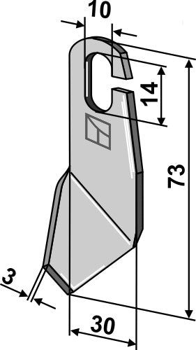 Flügelmesser 73x30mm - rechte Ausführung