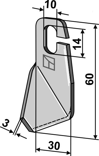 Flügelmesser geschliffen 60x30mm - rechte Ausführung