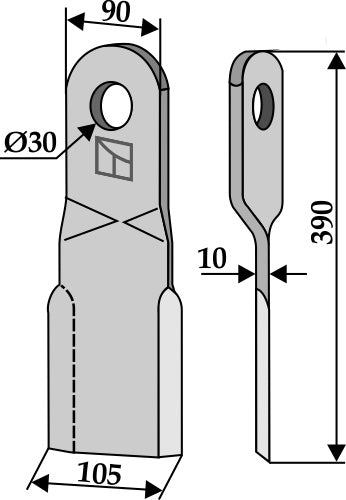 Mulchmesser 390x90mm, linke Ausführung