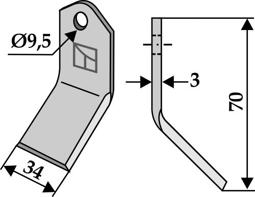 Y-Messer 70x34mm