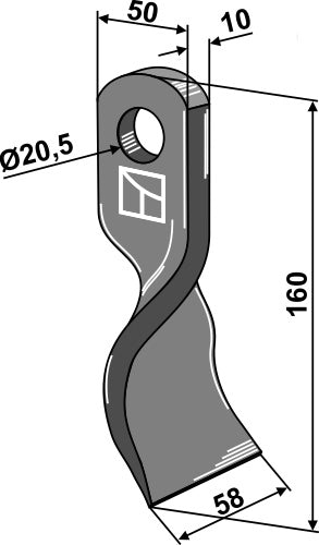 Gedrehtes Messer 160x50mm