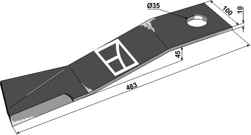 Messer 483mm - links