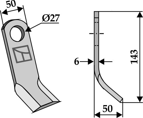 Y-Messer 143x50mm