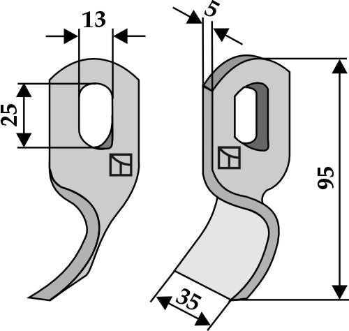 Gedrehtes Messer 95x35mm