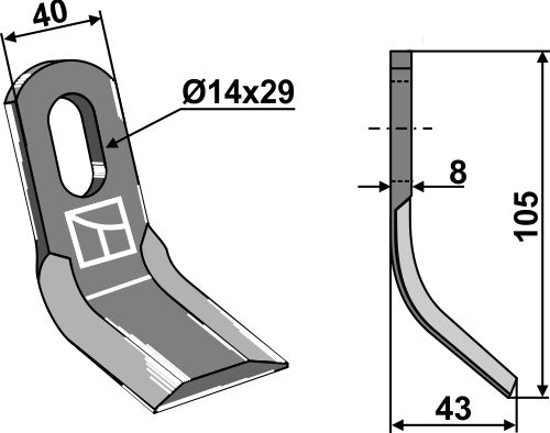 Y-Messer 105x40mm