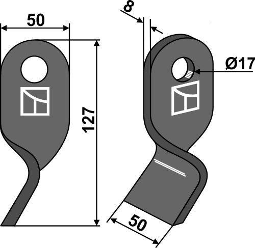 Gedrehtes Messer 127x50mm