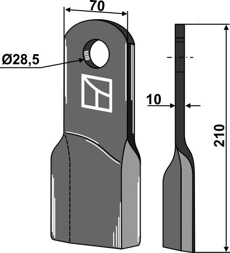 Gedrehtes Messer 210x70mm