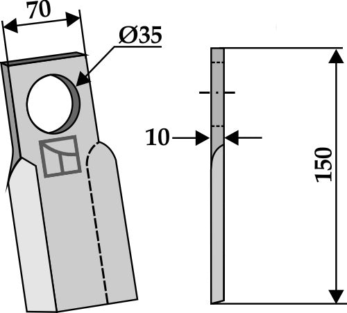 Gerades Messer 150x70mm - rechts