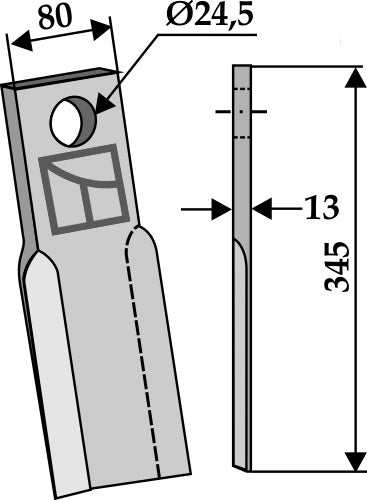 Gerades Messer 345x80mm
