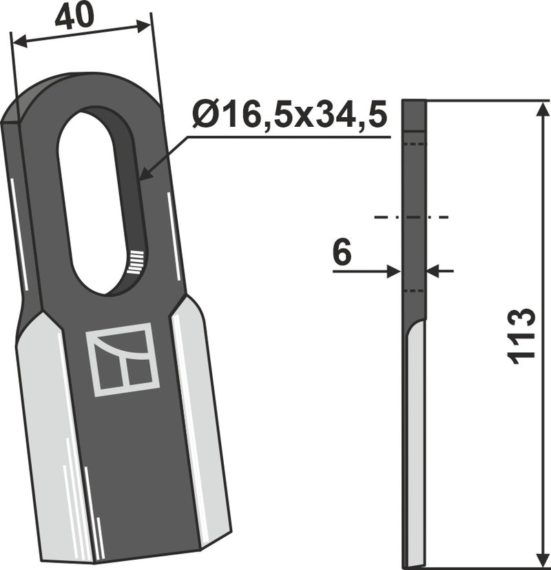 Gerades Messer 113x40mm