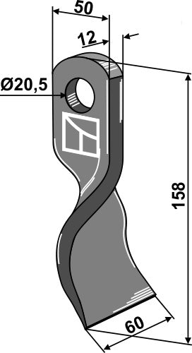 Gedrehtes-Messer 158x50mm