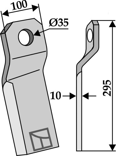 Mulchmesser verdreht 195x100mm - kurz - rechts