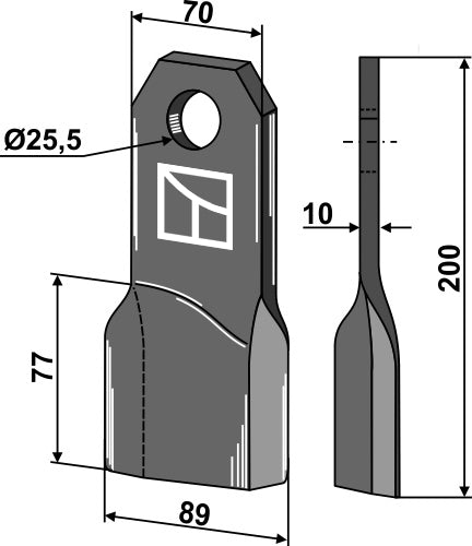 Mulchmesser 200x70mm, linke Ausführung
