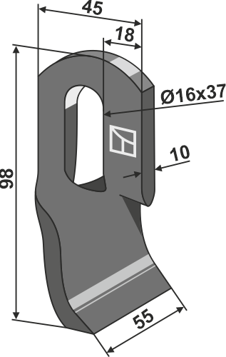 Gedrehtes Messer 98x45mm