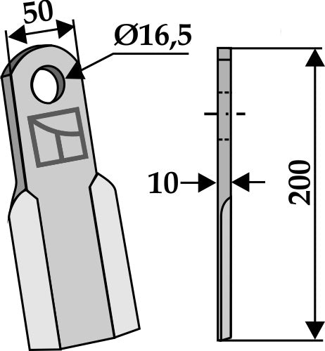 Gerades Messer 200x50mm