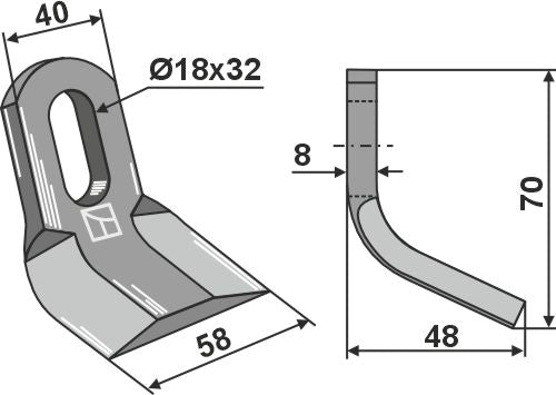 Y-Messer 70x40mm