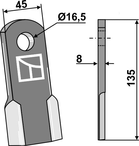 Gerades Messer 135x45mm