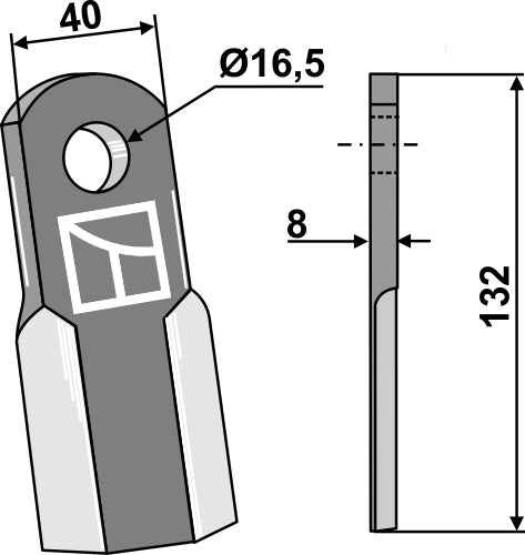 Gerades Messer 132x40mm