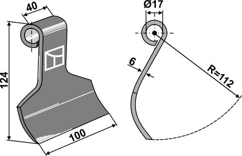 Mittelschlegel 124x40mm