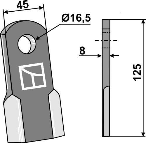 Gerades Messer 125x45mm
